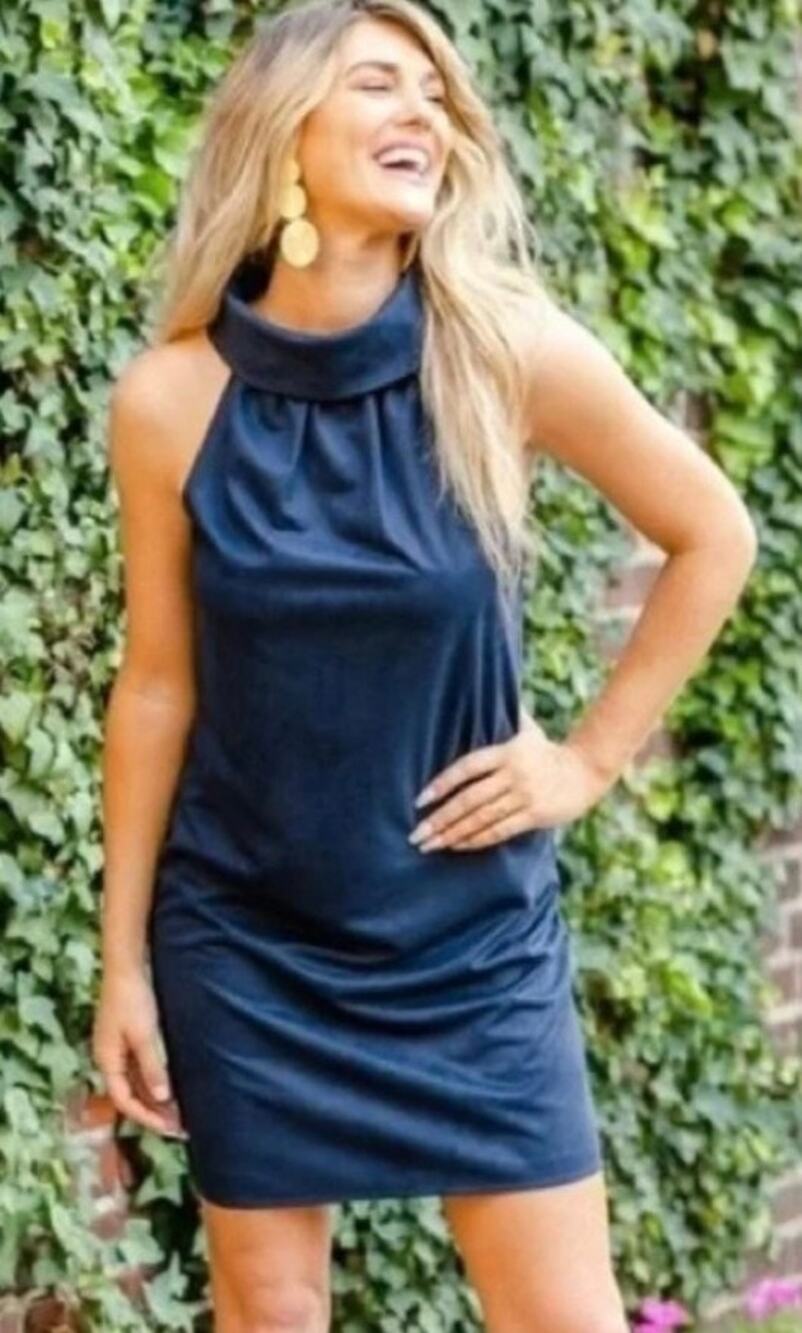 Tuckernuck Sail to Sable Navy Cowl Neck Button Back Dress Sz. XS